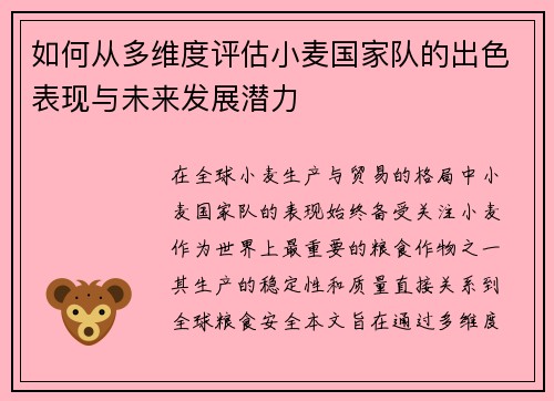 如何从多维度评估小麦国家队的出色表现与未来发展潜力 如何从多维度评估小麦国家队的出色表现与未来发展潜力